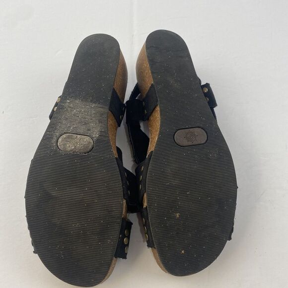 ME TOO Lola Wedges Slingbacks Open Toe Sandals Black Faux‎ Suede Size 9.5M Women - Picture 8 of 16